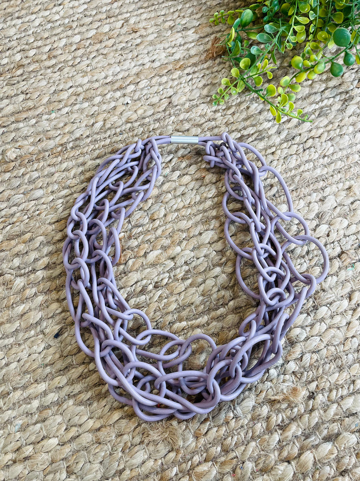 I.D ACCESSORIES- Rubber chain links necklace - Muted Lavender