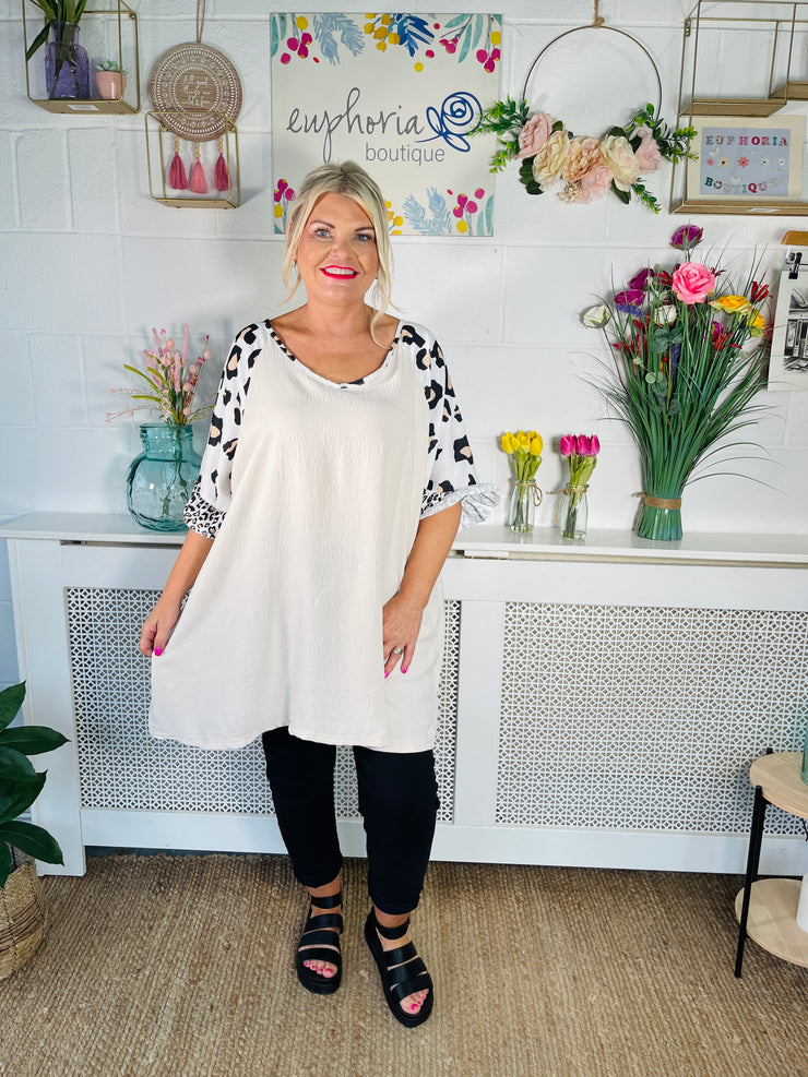 Wild Ruffle Sleeve Tee - Natural