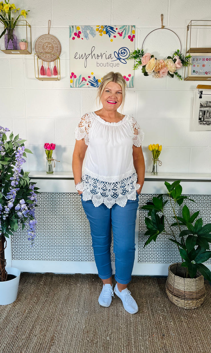 Polly plain magic trousers - Denim Blue
