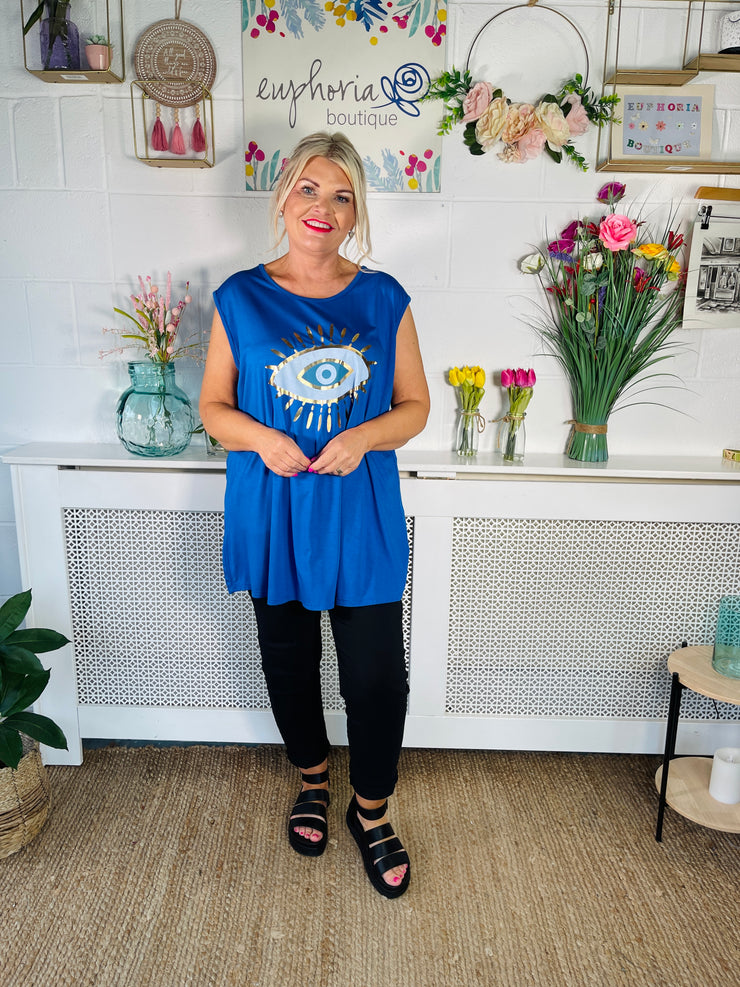 Mesmerizing Glance Tank Top - Cobalt Blue