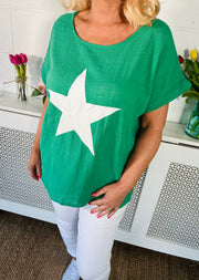 Twilight Skies Cotton Top - Emerald Green