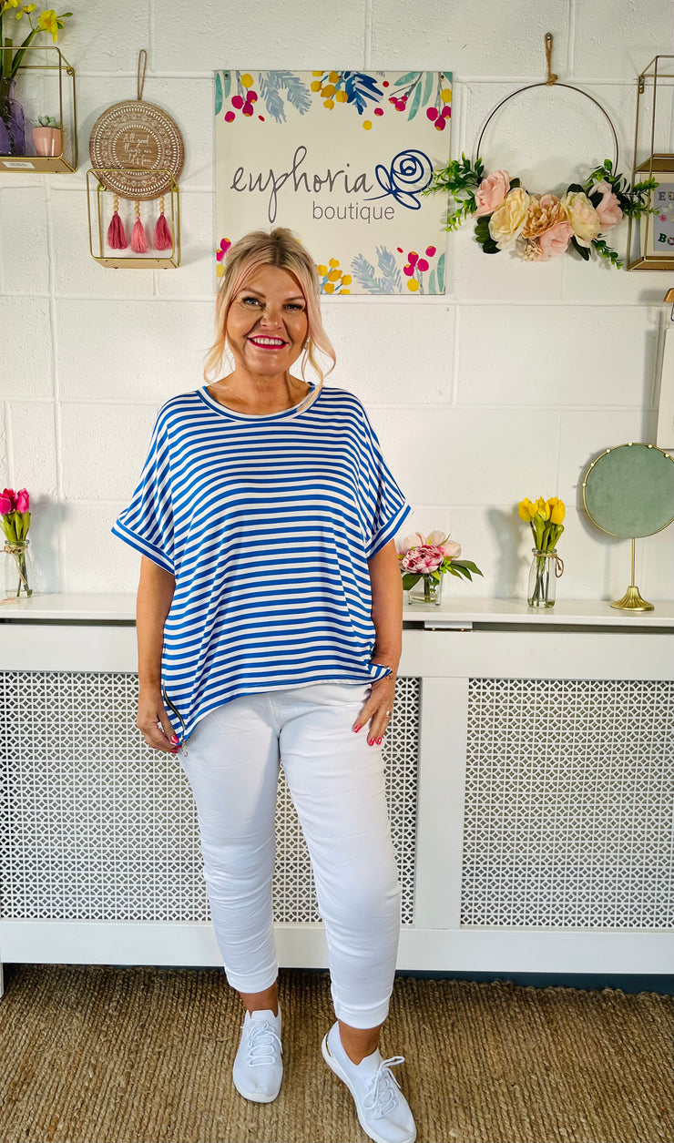 Signature Striped Basic T-Shirt - Cobalt Blue