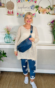 Jersey Large Sling Bag - Denim Blue