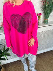 Dante Casual  Cotton Sweater - Hot Pink