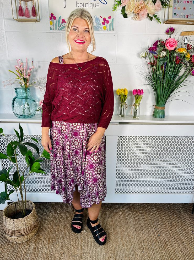 Emma crochet knit -Maroon