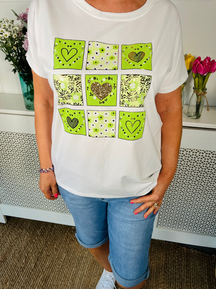 Block Of Love T-Shirt - Lime Green