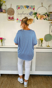 Signature Striped Basic T-Shirt - Cobalt Blue