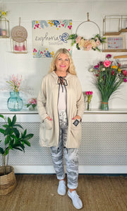 Natural Blend Zip Up Jacket - Stone