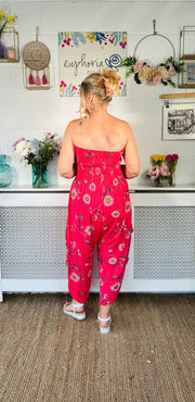 Ayda Strapless Jumpsuit - Hot Pink