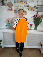 Wild Ruffle Sleeve Tee - Orange