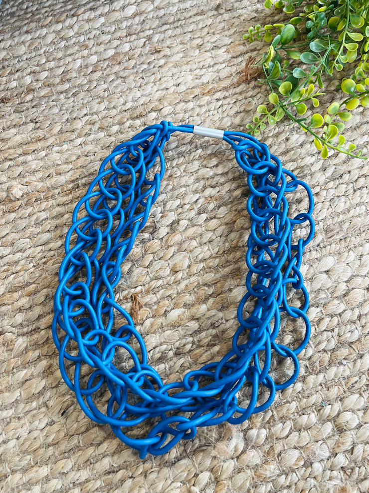 I.D ACCESSORIES- Rubber chain links necklace - Blue