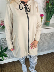 Natural Blend Zip Up Jacket - Stone