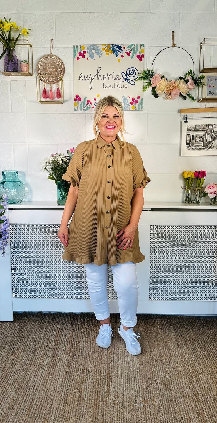 Anabelle Pleated Shirt - Tan