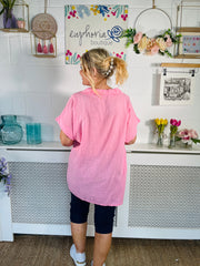 Blake Linen Blend Top - Candy Pink