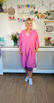 Kasha Linen Mix Shacket - Rose Pink