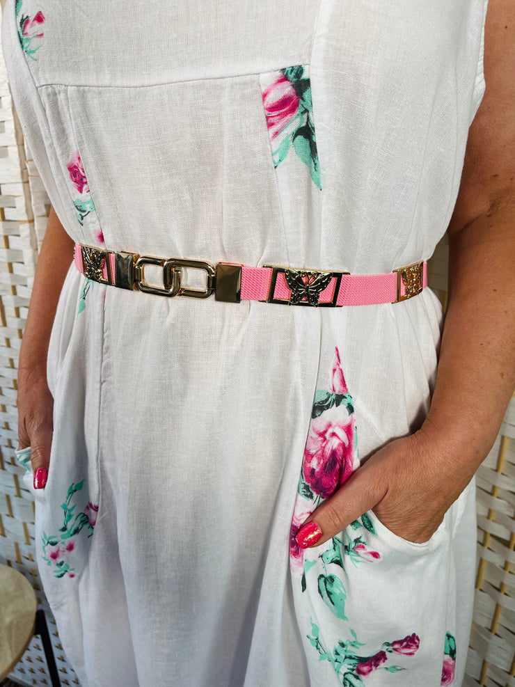 Spring Flutter Stretchy Waist Belt - Candy Pink
