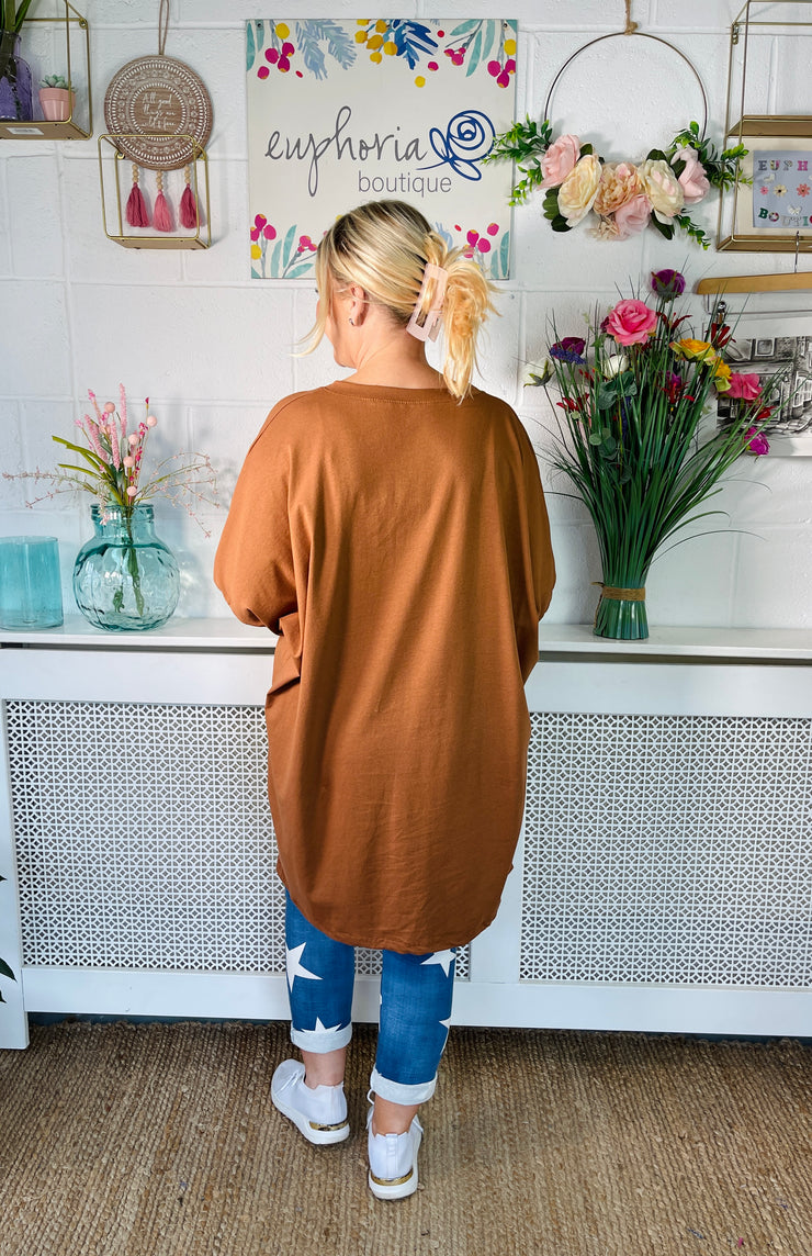Chalky Star Oversized Casual Sweater - Tan