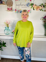 Women's luxe soft knit free size Lime Green sweater in a rich, comfortable fabric, designed for both style and comfort.