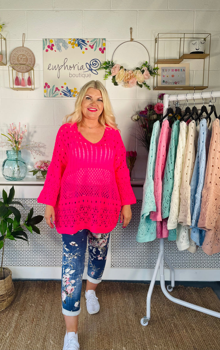 Pandora Crochet Knit - Hot Pink