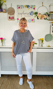 Signature Striped Basic T-Shirt - Navy