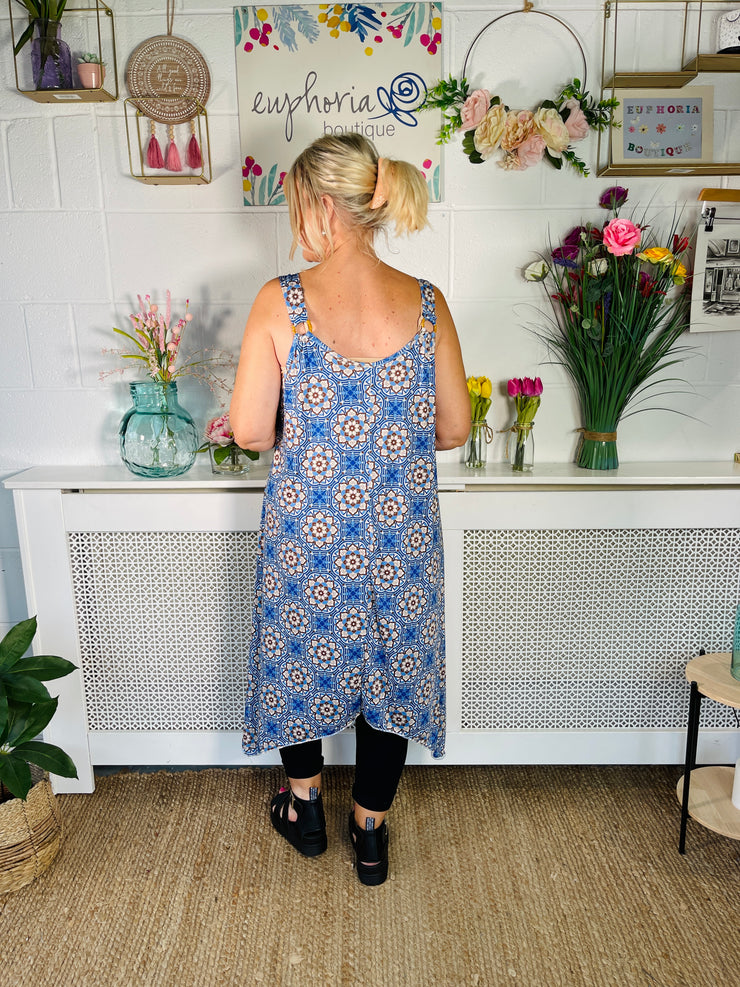 Floral Mirage Dress - Cobalt Blue