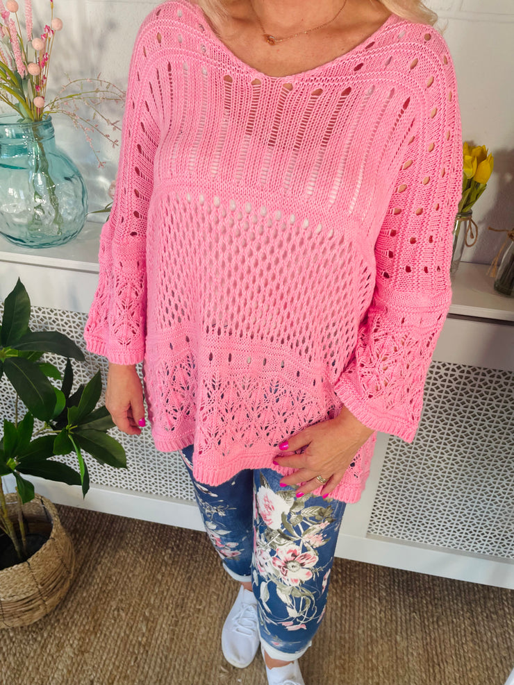 Pandora Crochet Knit - Candy Pink