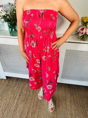 Ayda Strapless Jumpsuit - Hot Pink