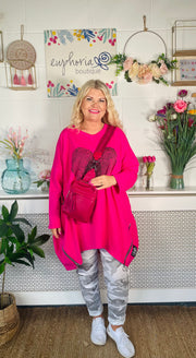 Dante Casual  Cotton Sweater - Hot Pink