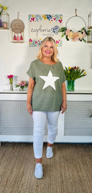 Twilight Skies Cotton Top - Khaki