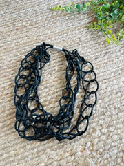 I.D ACCESSORIES- Rubber chain links necklace - Black