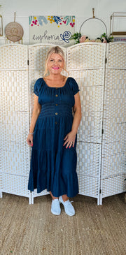 Darcie Denim Midi Dress - Dark Denim