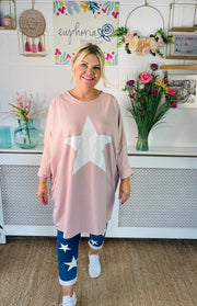 Chalky Star Oversized Casual Sweater - Antique Pink