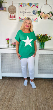 Twilight Skies Cotton Top - Emerald Green