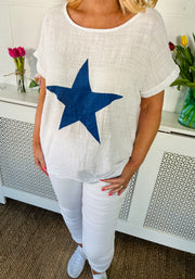 Twilight Skies Cotton Top - White
