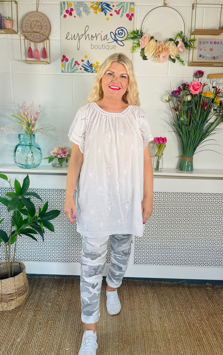 Silvia Cotton Top - White