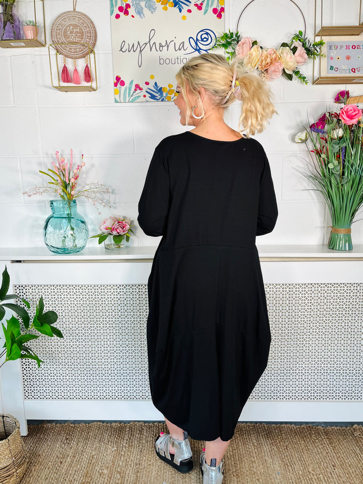 Francesca Jane Cotton Dress - Black