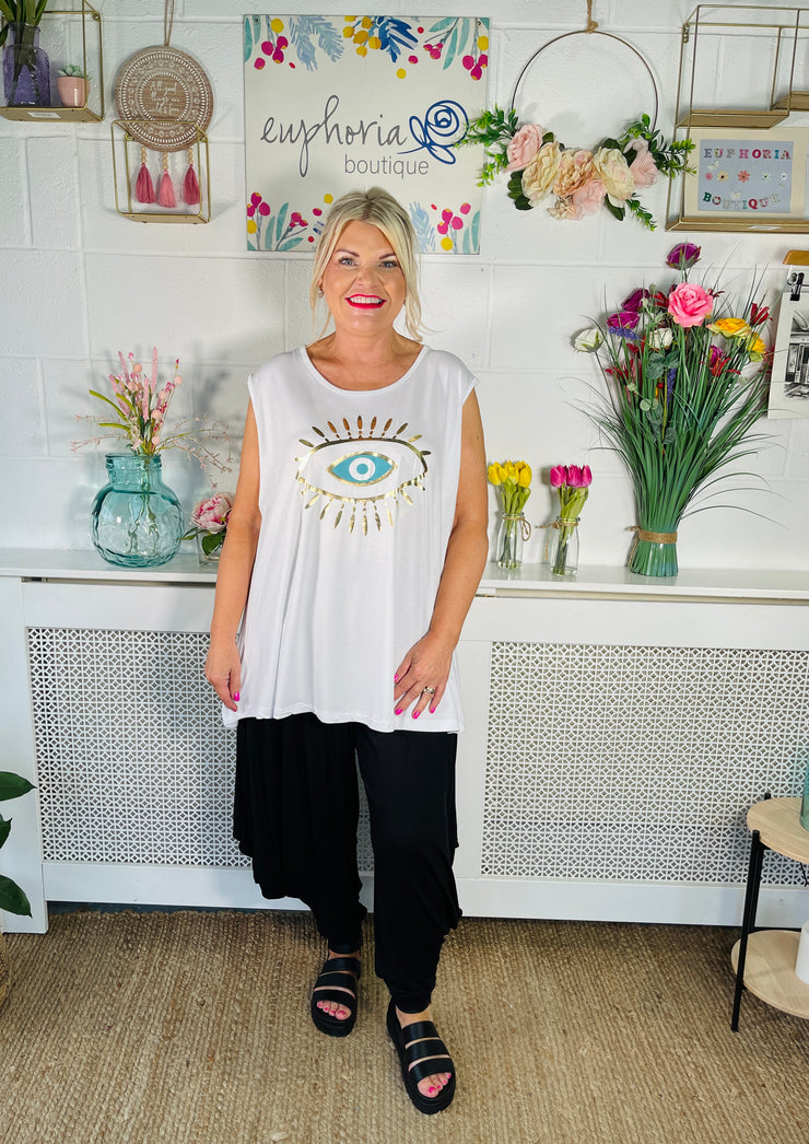 Mesmerizing Glance Tank Top - White