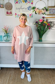 Chalky Star Oversized Casual Sweater - Antique Pink