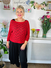 Emma crochet knit -Wine Red