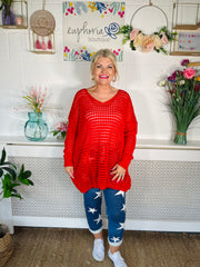 Zaina Crochet Knit - Red