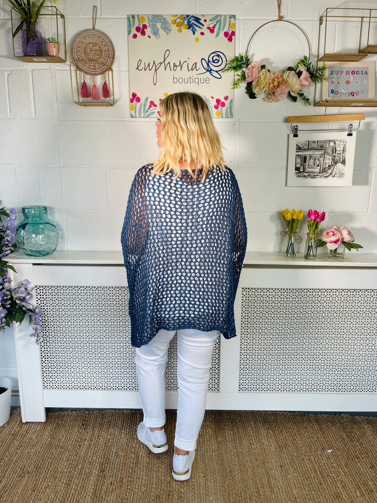 Starry Night Crochet Knit - Denim Blue