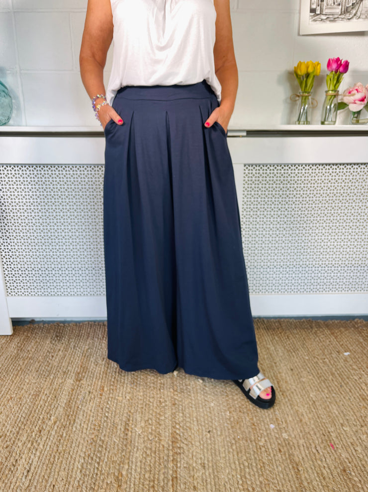 Majestic Charm Wide Leg Trousers - Navy