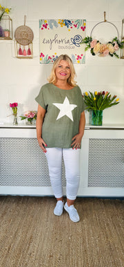 Twilight Skies Cotton Top - Khaki
