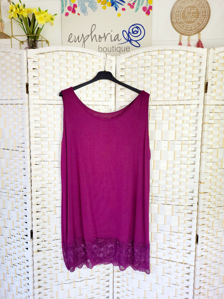 Maisie layering tunic vest with lace hem