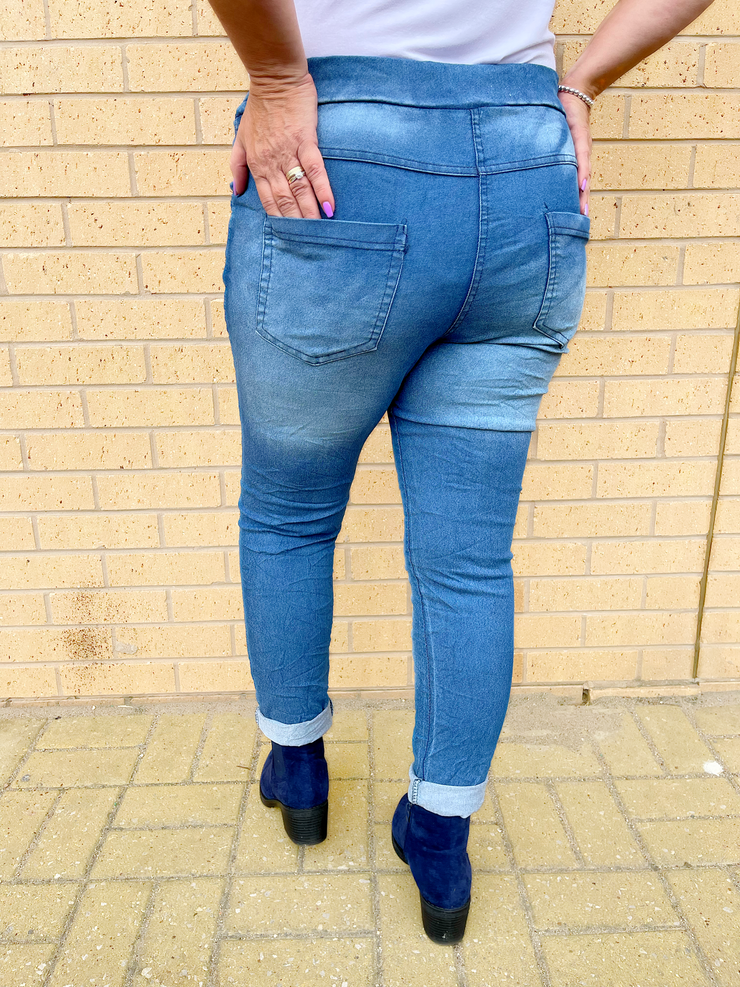 Magic denim ripped jeans - mid denim – Euphoria Boutique