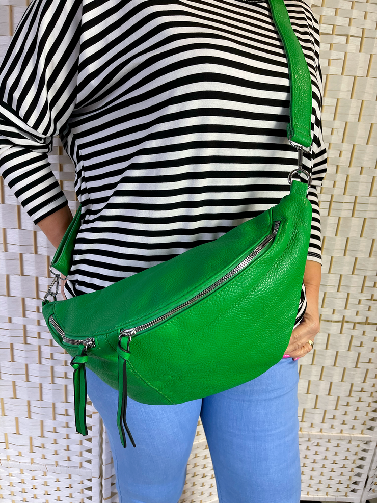 Brooklyn leather look sling bag - Emerald Green