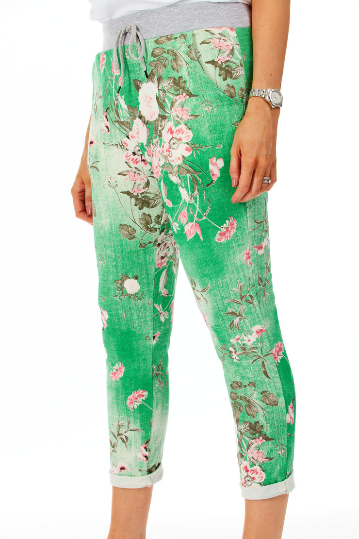 Alice joggers - floral GREEN