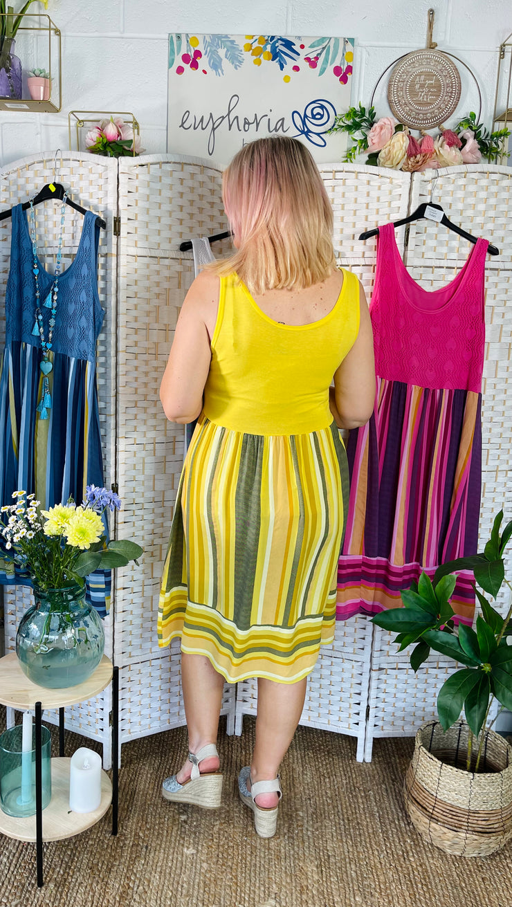 Seaside Striped Dress - Yellow