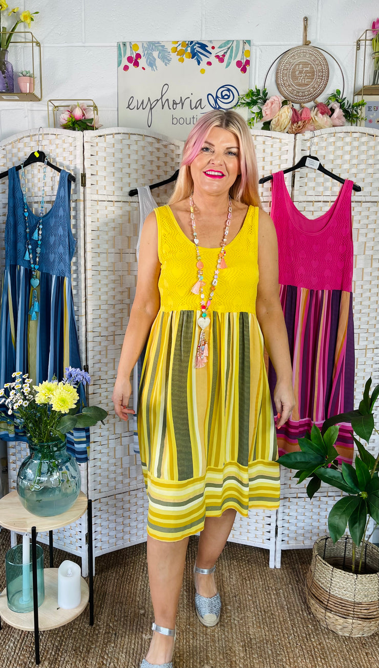 Seaside Striped Dress - Yellow